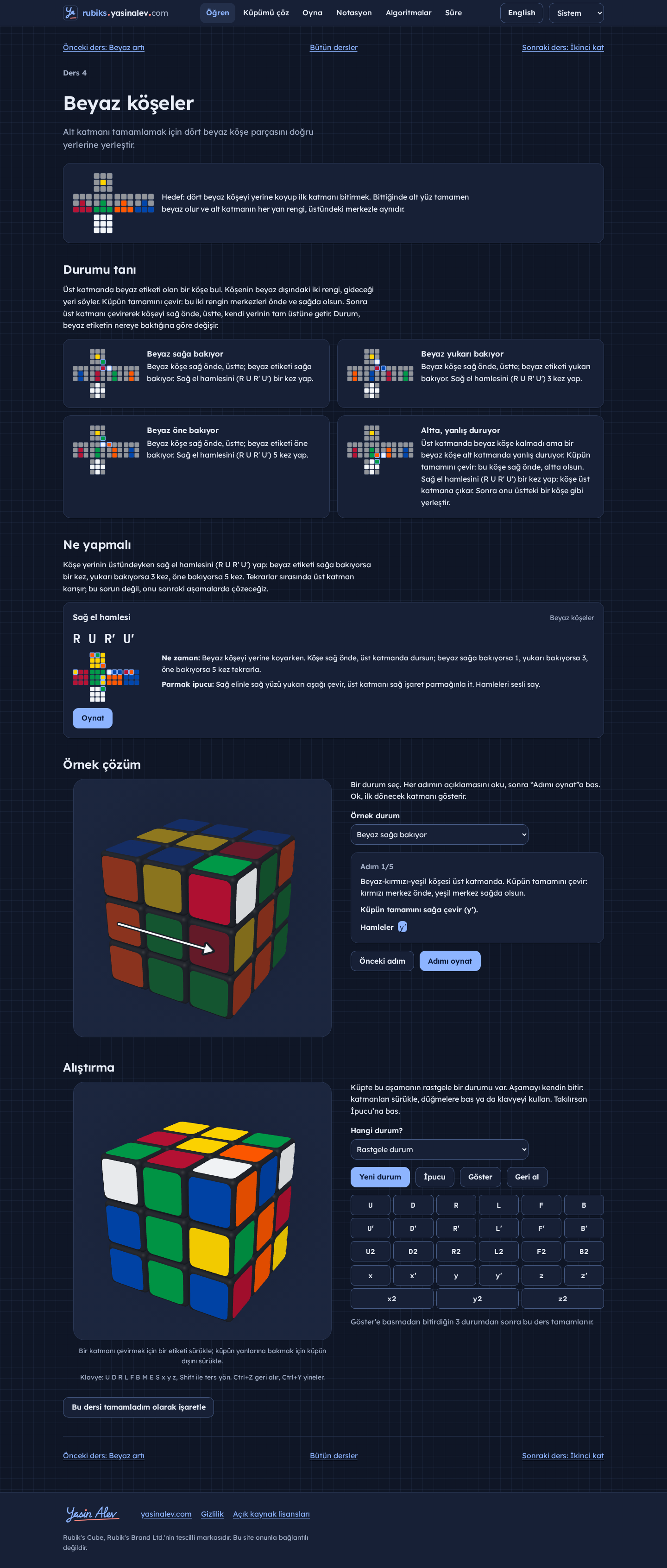 rubiks'te beyaz köşeler dersi