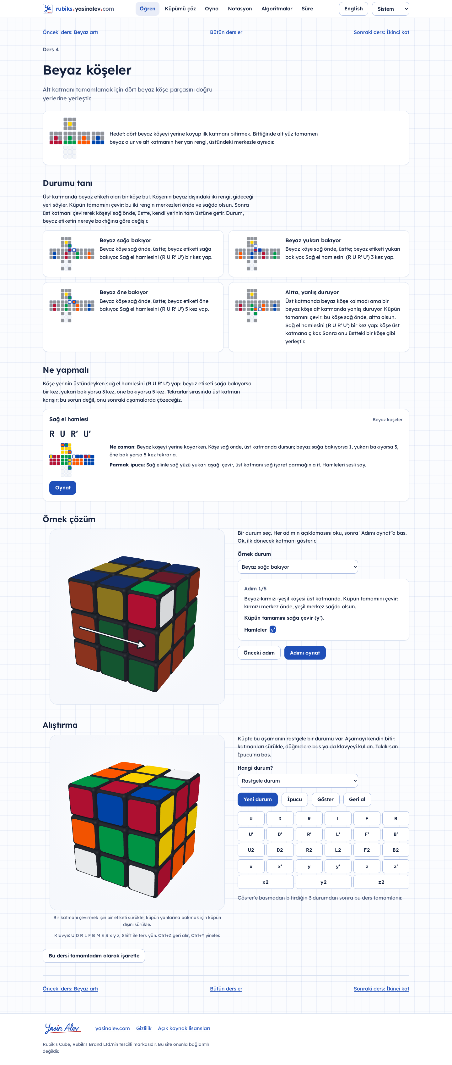 rubiks'te beyaz köşeler dersi